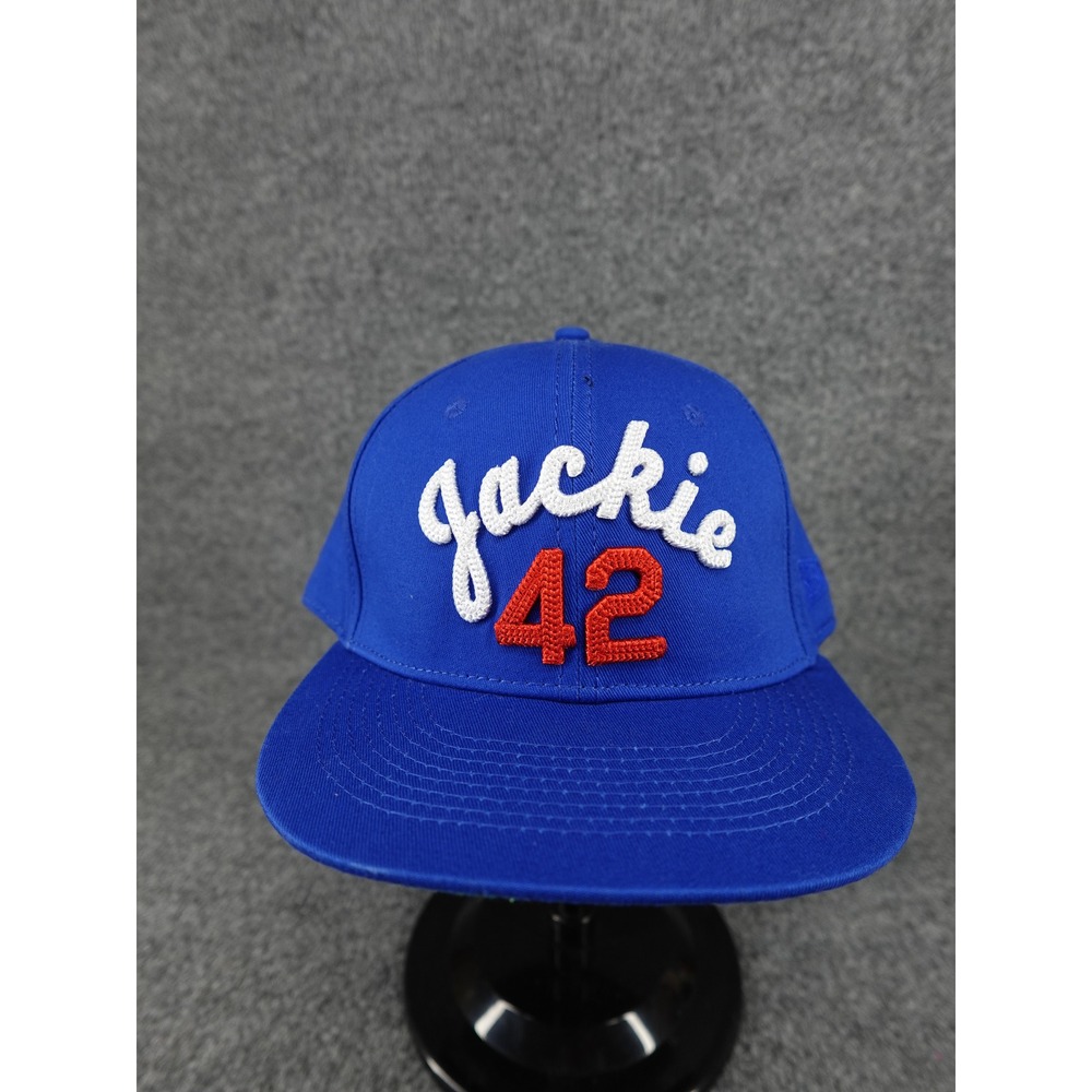 Baseballism Jackie Robinson 42 Hat Mens 7 5/8 Blue Fitted Flat Brim Cap
